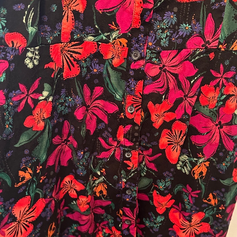 Ava & Viv Floral Midi Dress in Black with Red & Pink Blooms. Size XXL - Picture 7 of 12